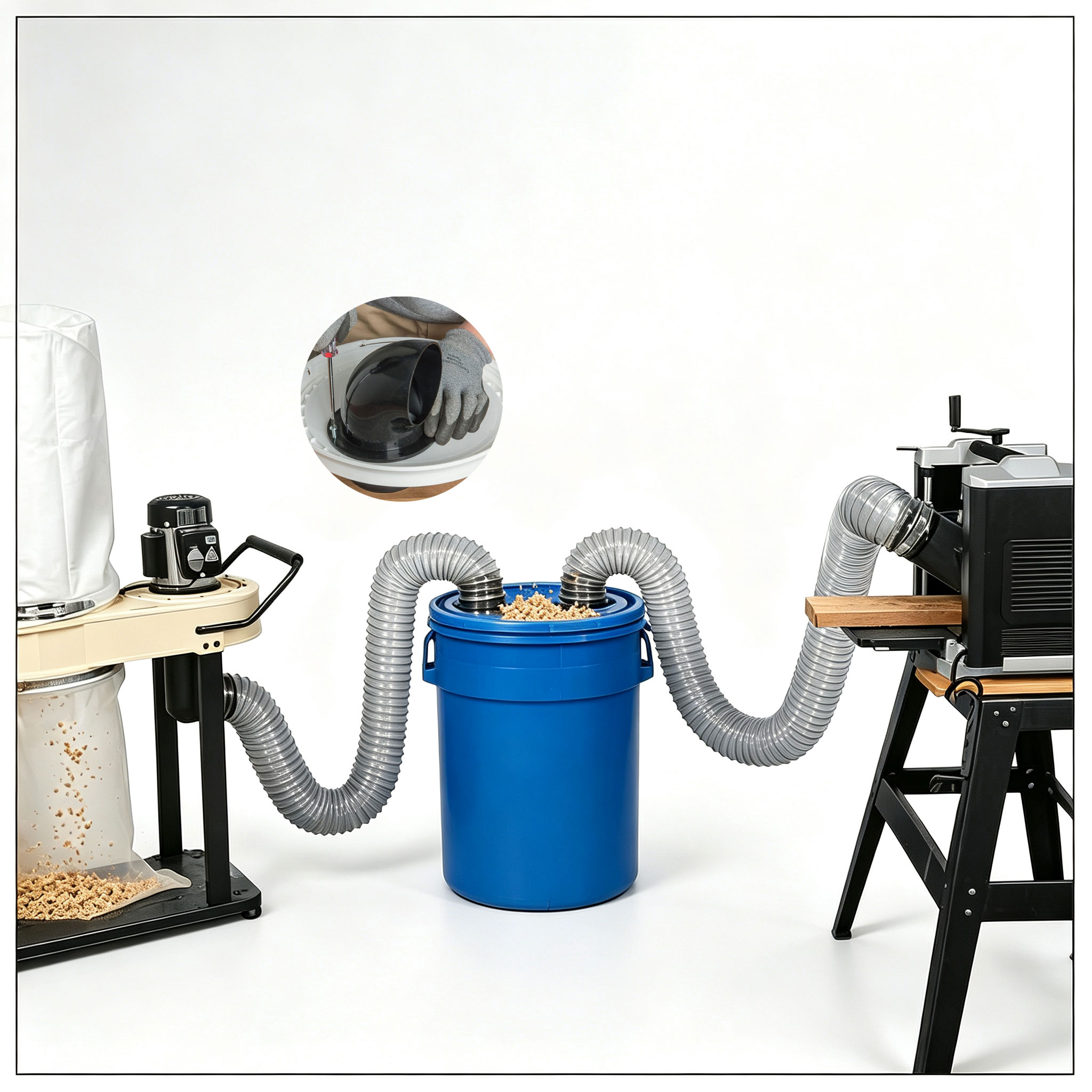 Vacuum Cleaner Woodworking - موصل أنبوب إزالة الغبار الكامل مع